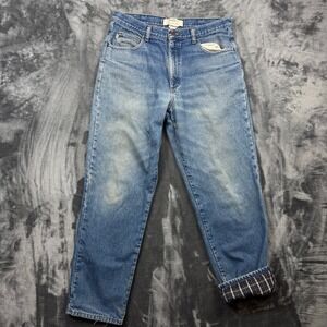 L.L. Bean Double L Flannel Lined Jeans Mens 34x32 Blue Natural Fit Straight Leg